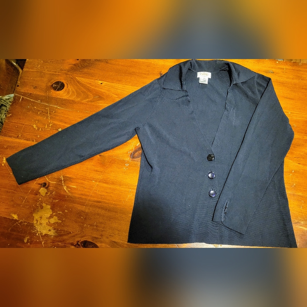 Navy Blue Button-Up Blazer